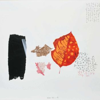 Collages intitulée "Falling Leaves 043…" par Hiran Mitra, Œuvre d'art originale