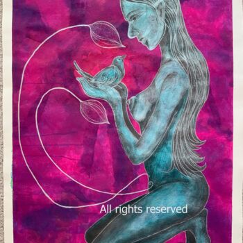 Painting titled "Rebirth (C6-21)" by Hiranya R, Original Artwork, Watercolor