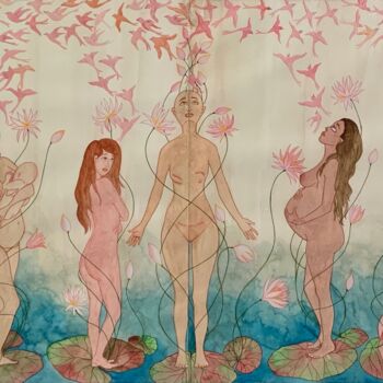Peinture intitulée "All the Women (C7-2…" par Hiranya R, Œuvre d'art originale, Aquarelle