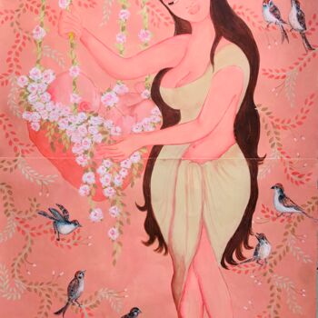Malerei mit dem Titel "A TALE FROM THE SPA…" von Hiranya R, Original-Kunstwerk, Gouache