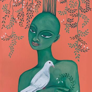 Картина под названием "THE LOVE OF DAPHNE" - Hiranya R, Подлинное произведение искусства, Акрил Установлен на Деревянная рам…