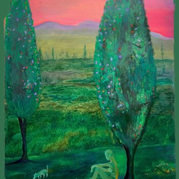 Картина под названием "THE SHELTERING GARD…" - Hiranya R, Подлинное произведение искусства, Масло