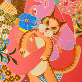 제목이 "Summer Love"인 미술작품 Hiranya R로, 원작, 아크릴 나무 들것 프레임에 장착됨