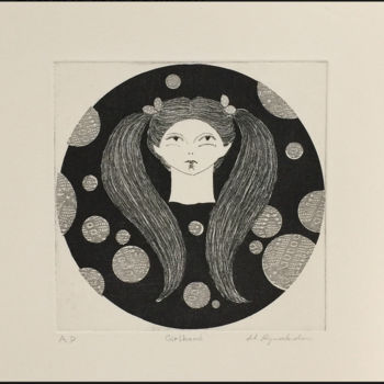 Gravures & estampes intitulée "Girlhod" par Hiroko Ryusekido, Œuvre d'art originale, Eau-forte Monté sur Carton