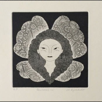 Incisioni, stampe intitolato "Girlhood (b)" da Hiroko Ryusekido, Opera d'arte originale, Acquaforte Montato su Cartone