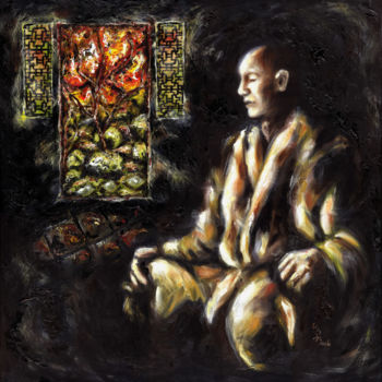 Painting titled "Seijaku - Silence" by Hiroko Sakai, Original Artwork, Oil