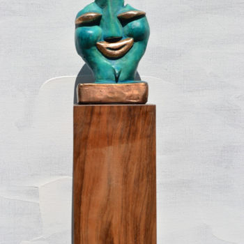 Sculptuur getiteld ""le sourire..."" door Sébastien Richardet, Origineel Kunstwerk, Bronzen