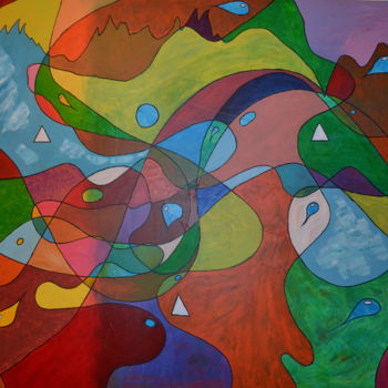 제목이 ""les 3 triangles et…"인 미술작품 Sébastien Richardet로, 원작, 아크릴 나무 들것 프레임에 장착됨