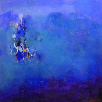 Painting titled "bluescape" by Hiroshi Matsumoto, Original Artwork, Oil