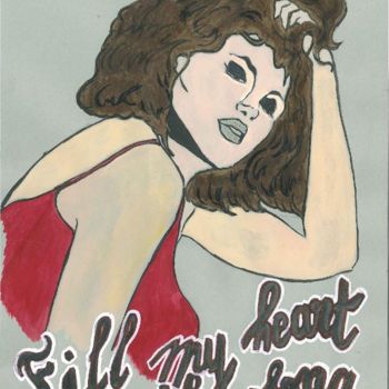 Pintura intitulada "fill-my-heart-with-…" por Jill Summer, Obras de arte originais
