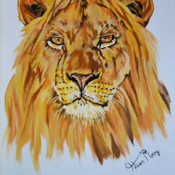 Malerei mit dem Titel "lion portrait" von Hiten Mistry, Original-Kunstwerk, Acryl