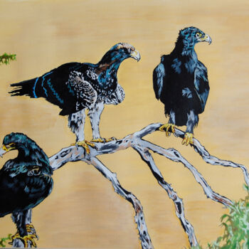 Pintura intitulada "Black eagles painti…" por Hiten Mistry, Obras de arte originais, Acrílico