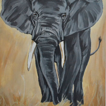 Painting titled "elephant" by Hiten Mistry, Original Artwork, Acrylic