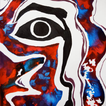 Malerei mit dem Titel "cascading face" von Hiten Mistry, Original-Kunstwerk, Acryl