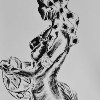 Painting titled "Zambian nude woman…" by Hiten Mistry, Original Artwork, Acrylic