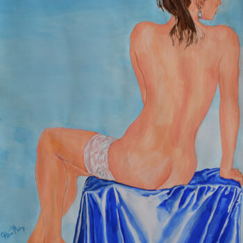 Painting titled "nude woman painting" by Hiten Mistry, Original Artwork, Acrylic