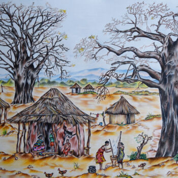 "village site" başlıklı Resim Hiten Mistry tarafından, Orijinal sanat, Kalem