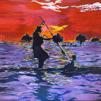 Painting titled "fisherman painting" by Hiten Mistry, Original Artwork, Acrylic