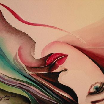 Pintura titulada "Red_Lips" por Hiya, Obra de arte original