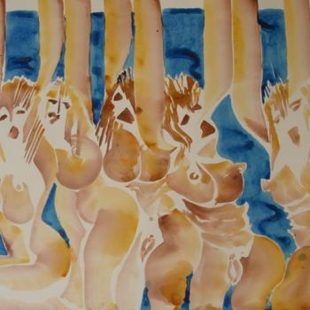 Peinture intitulée "5 Femmes" par Hiya, Œuvre d'art originale