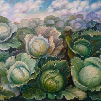 Schilderij getiteld "Cabbage tornado" door Sergey Guz, Origineel Kunstwerk, Olie