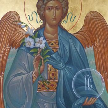 Schilderij getiteld "Archangel Gabriel" door Sergey Guz, Origineel Kunstwerk, Tempera