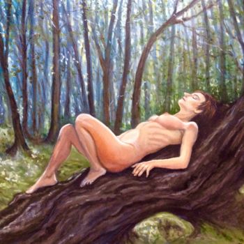 Painting titled "Female Nude in the…" by Hilary J England, Original Artwork, Oil