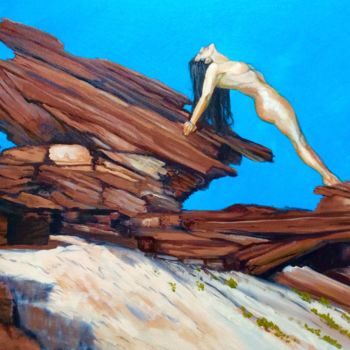 Painting titled "Flexed Female Nude…" by Hilary J England, Original Artwork, Oil