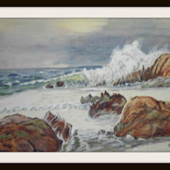Schilderij getiteld "West Coast Waves" door Jose', Origineel Kunstwerk, Olie