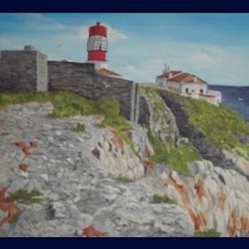 Malarstwo zatytułowany „Lighthouse at Sagre…” autorstwa Jose', Oryginalna praca, Olej