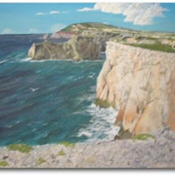 Painting titled "Cliffs at Sagres" by Jose', Original Artwork, Oil