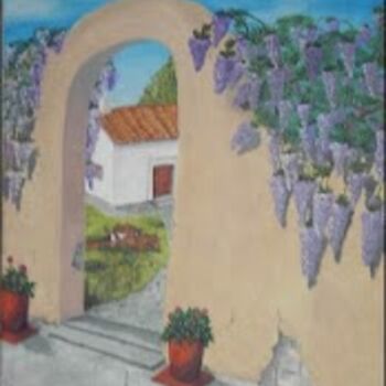 Painting titled "A Quinta in Portugal" by Jose', Original Artwork, Oil