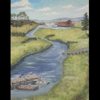 Painting titled "Delaware Marshes" by Jose', Original Artwork, Oil