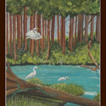 Ζωγραφική με τίτλο "Florida Back Waters" από Jose', Αυθεντικά έργα τέχνης, Λάδι