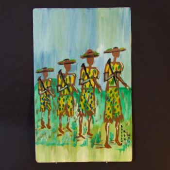 Ζωγραφική με τίτλο "Paysans africains" από Dassano, Αυθεντικά έργα τέχνης, Λάδι