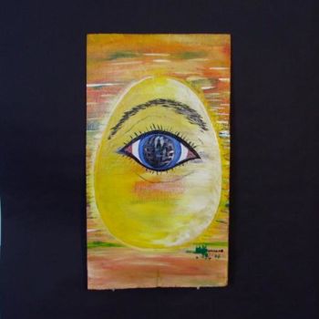 Painting titled "L'oeil de l'oeuf" by Dassano, Original Artwork, Oil