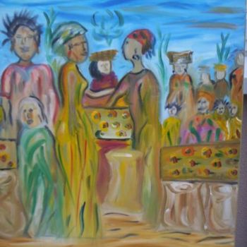 Painting titled "Marché" by Dassano, Original Artwork, Oil