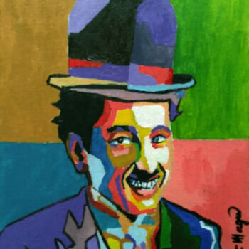 Painting titled "Chaplin" by Magno, Original Artwork, Acrylic