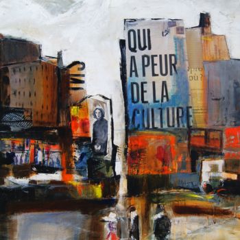 Painting titled "Qui a peur de la cu…" by Hervé Marchelidon, Original Artwork, Acrylic Mounted on Wood Panel