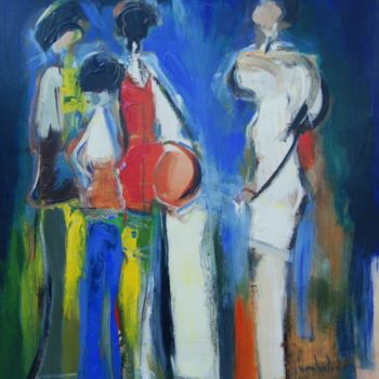 Painting titled "discussion" by Hervé Marchelidon, Original Artwork, Acrylic