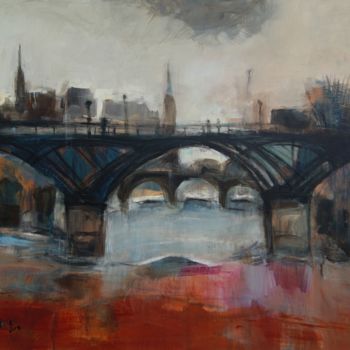 Painting titled "Pont des Arts 1.jpg" by Hervé Marchelidon, Original Artwork, Acrylic Mounted on Wood Panel