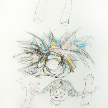 Рисунок под названием "poupee cassée 1" - Helena Meyer-Everdt, Подлинное произведение искусства, Графит