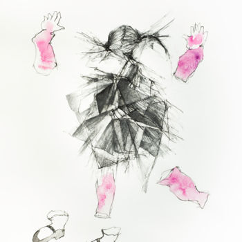 Zeichnungen mit dem Titel "poupee cassée 2" von Helena Meyer-Everdt, Original-Kunstwerk, Graphit