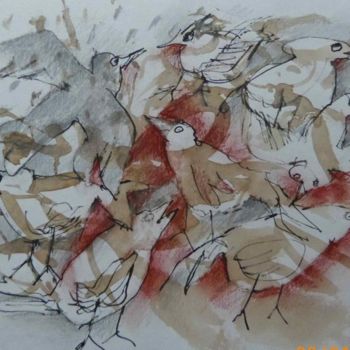 Dessin intitulée "oiseaux" par Helena Meyer-Everdt, Œuvre d'art originale, Autre