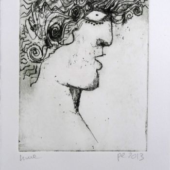 Gravures & estampes intitulée "jeune-homme." par Helena Meyer-Everdt, Œuvre d'art originale, Eau-forte