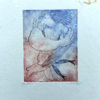 Gravures & estampes intitulée "je-t-embrasse." par Helena Meyer-Everdt, Œuvre d'art originale, Eau-forte