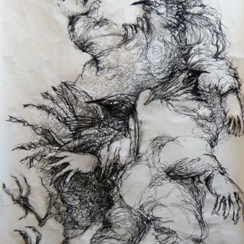 Disegno intitolato "friction" da Helena Meyer-Everdt, Opera d'arte originale, Carbone