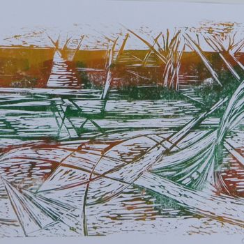 Отпечатки и Гравюры под названием "inondations" - Helena Meyer-Everdt, Подлинное произведение искусства, Линогравюры