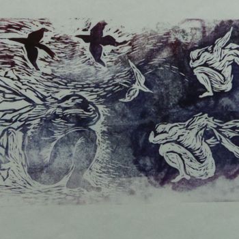 Printmaking titled "Le Rêve des Hommes…" by Helena Meyer-Everdt, Original Artwork, Linocuts