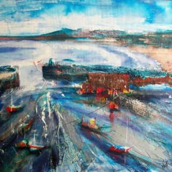 Painting titled "Ebbing Tide Newquay…" by Helen Kaminsky, Original Artwork